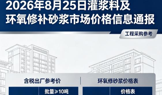 米东2026年8月25日灌浆料及环氧修补砂浆市场价格信息通报